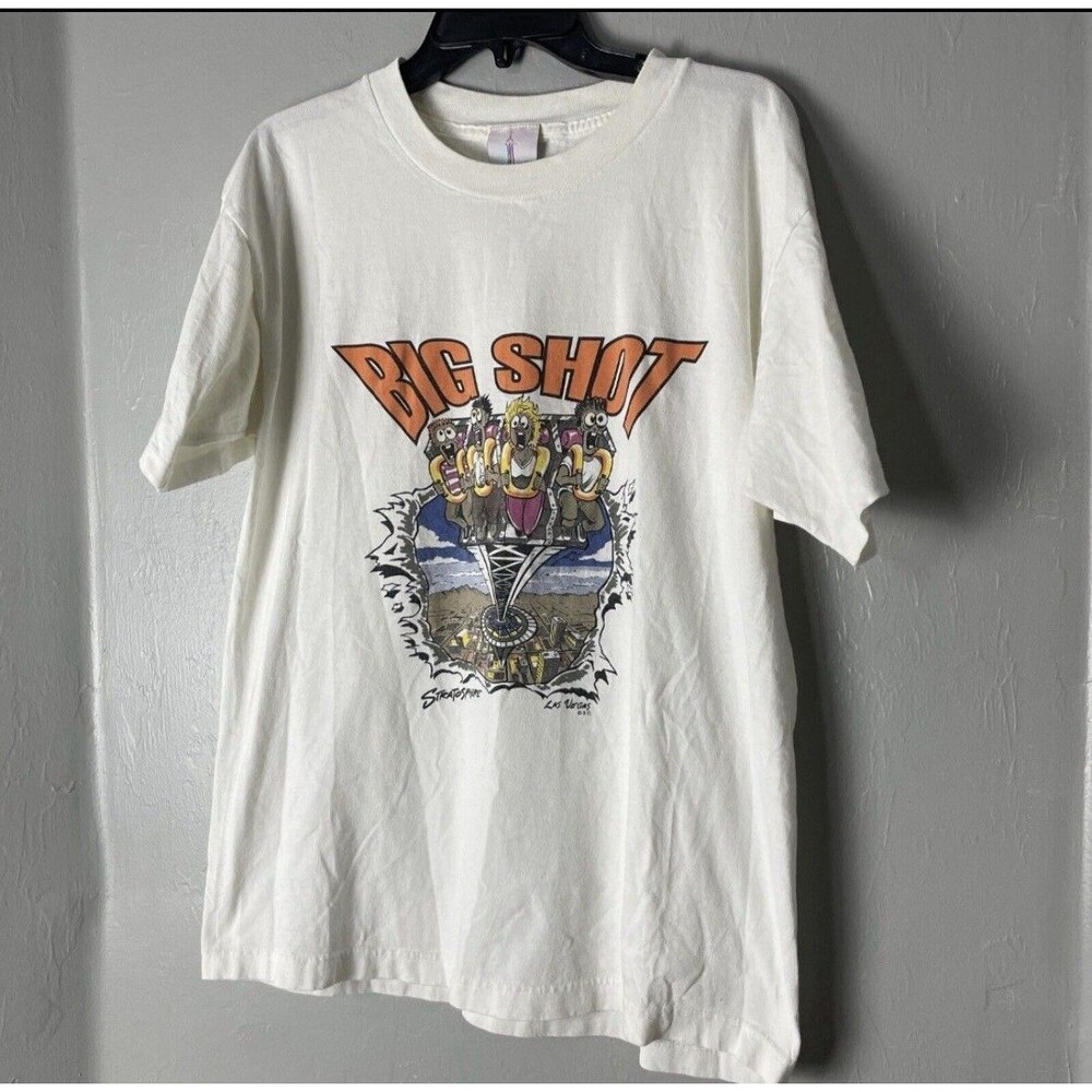 Vtg 90s Big Shot Stratosphere Shirt M Roller Coaster Las Vegas Funny Grunge 80s